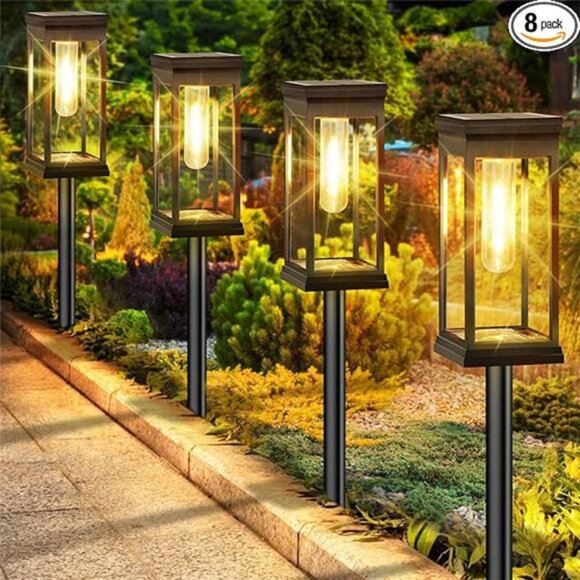 Solar Pathway Lights Outdoor LED Yard Garden Walkway Sun Powered Waterproof Ligh - Picture 7 of 7
